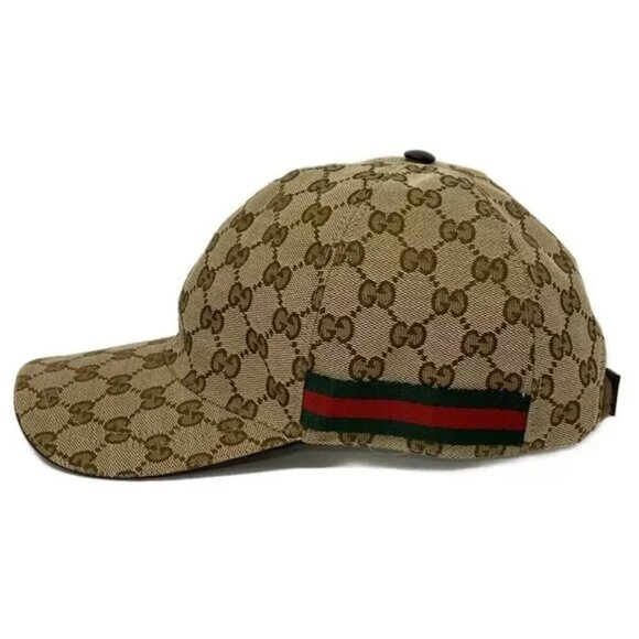 100% Auth GUCCI GG  Cap 200035 Beige Brown Multi Polyester Cotton Nylon - Hat - Picture 2 of 6